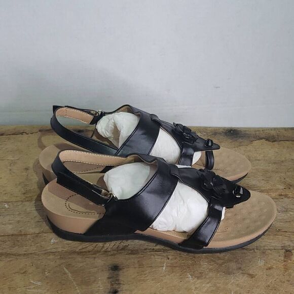 FUDYNMALC Womens Black Tan Slingback Orthotic Arch Support Comfort Sandals Sz 39 - Picture 3 of 7